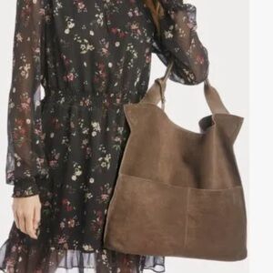 Sole Society Jamari Suede Hobo Bag in Brown